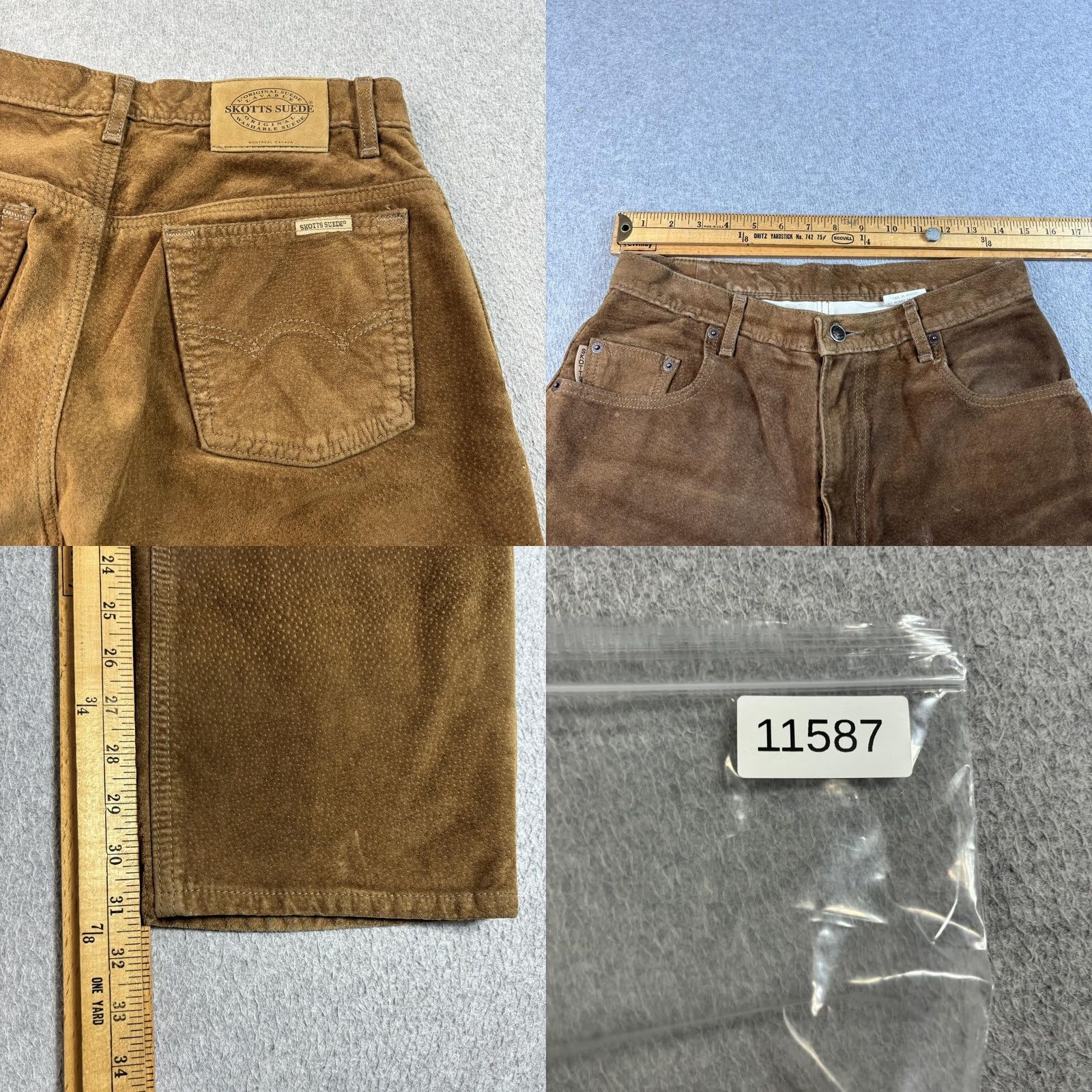 Vintage Skotts Suede Pants Men 32x31 Brown Leather Jeans Cotton Lined Motorcycl Washable Size US 32 / EU 48 - 9 Thumbnail