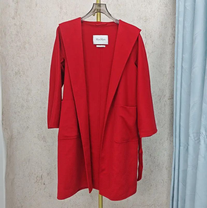 Max Mara MaxMara Red Wool Blend Mid-Length Coat 0089 Size S / US 4 / IT 40 - 1 Thumbnail