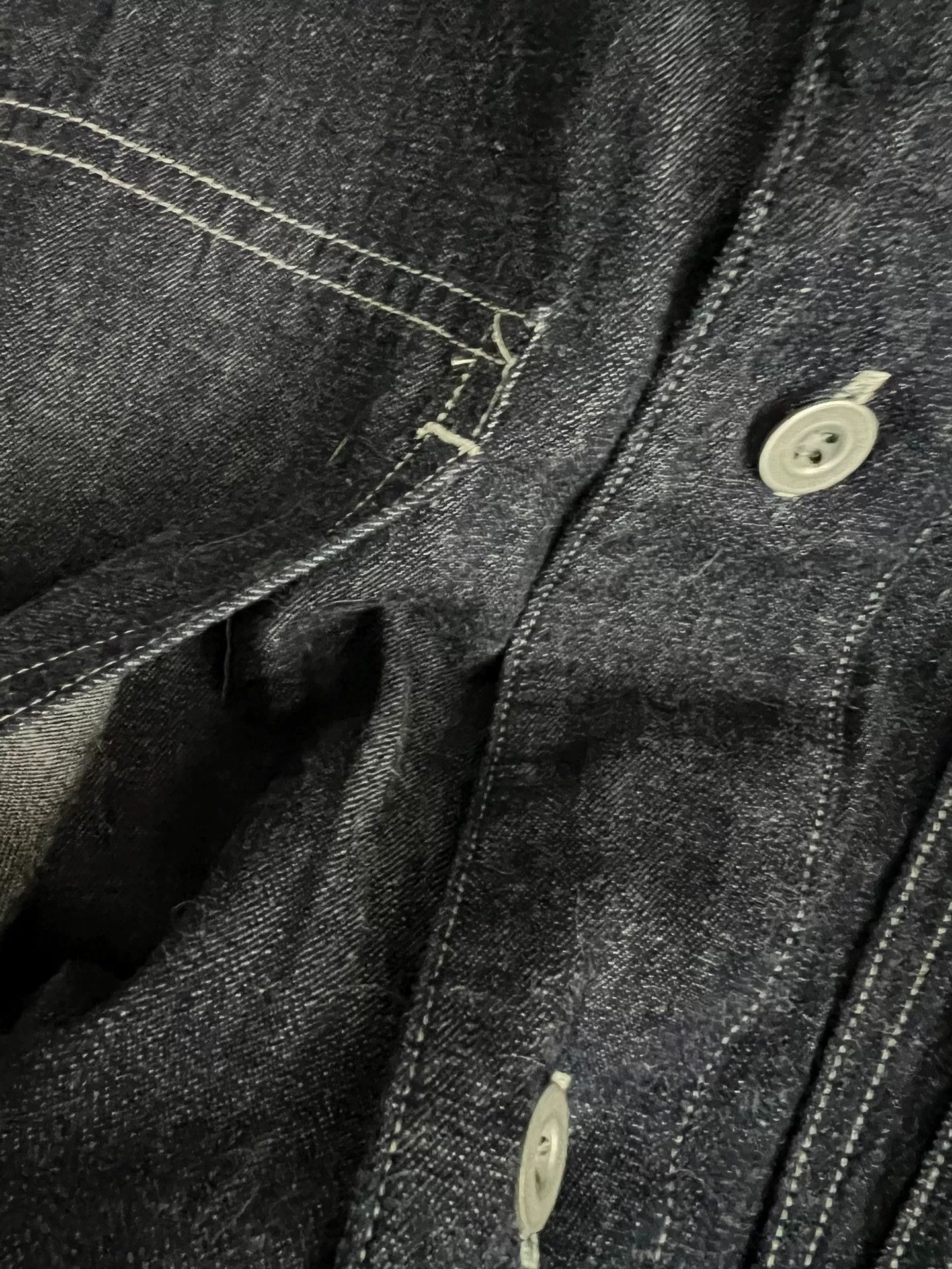 Nigel Cabourn Nigel Cabourn Denim Patchwork Short-Sleeve Shirt Size US M / EU 48-50 / 2 - 6 Thumbnail