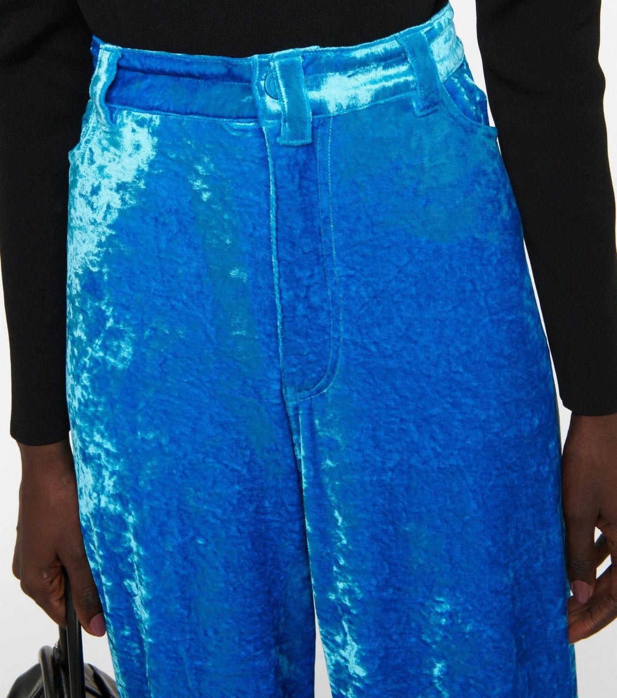 Balenciaga o1y0625 Velvet Casual Pant in Azure Size 26" / US 2 / IT 38 - 2 Thumbnail