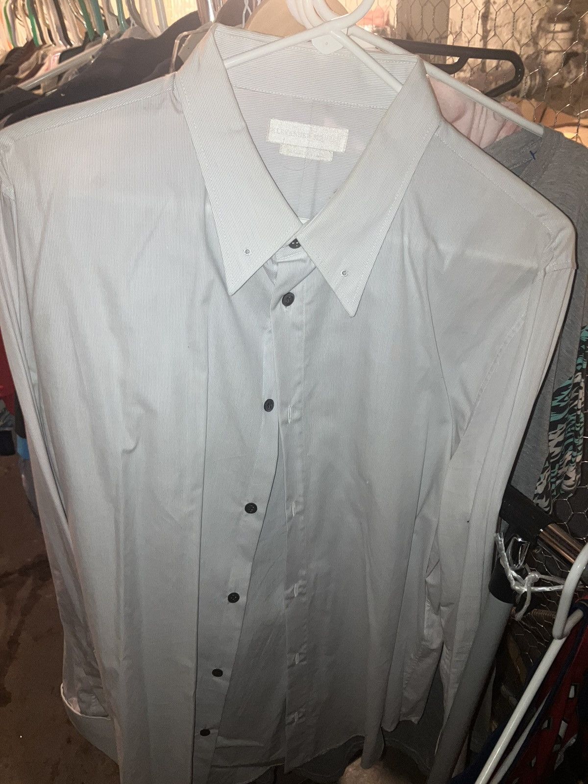 image of Alexander Mcqueen White Striped Button Down Dress Shirt Xl, Men's