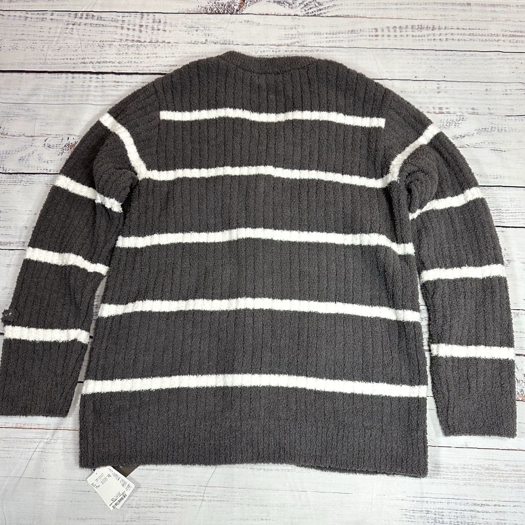 Vintage Gelato Pique Cardigan Mens L Gray White Striped Fleece Button Up Sweatshirt Size US L / EU 52-54 / 3 - 4 Thumbnail