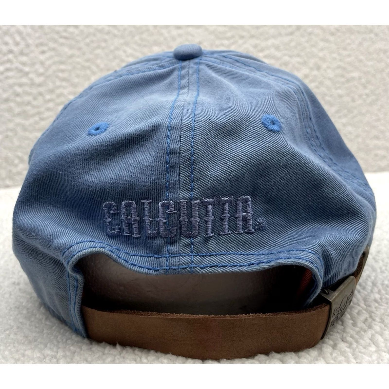 Bones Calcutta Baseball Hat Mens Blue Fishing Skull Bones Leather Patch Dad Strapback Size ONE SIZE - 4 Thumbnail