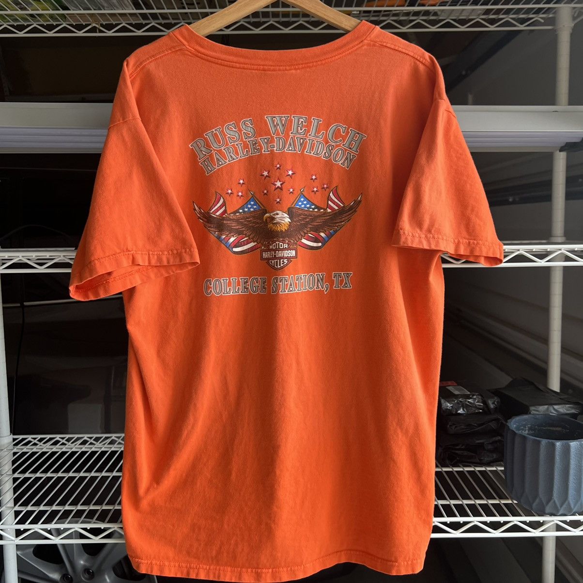 Vintage 2000s orange harley davidson college station tee Size US XL / EU 56 / 4 - 5 Thumbnail
