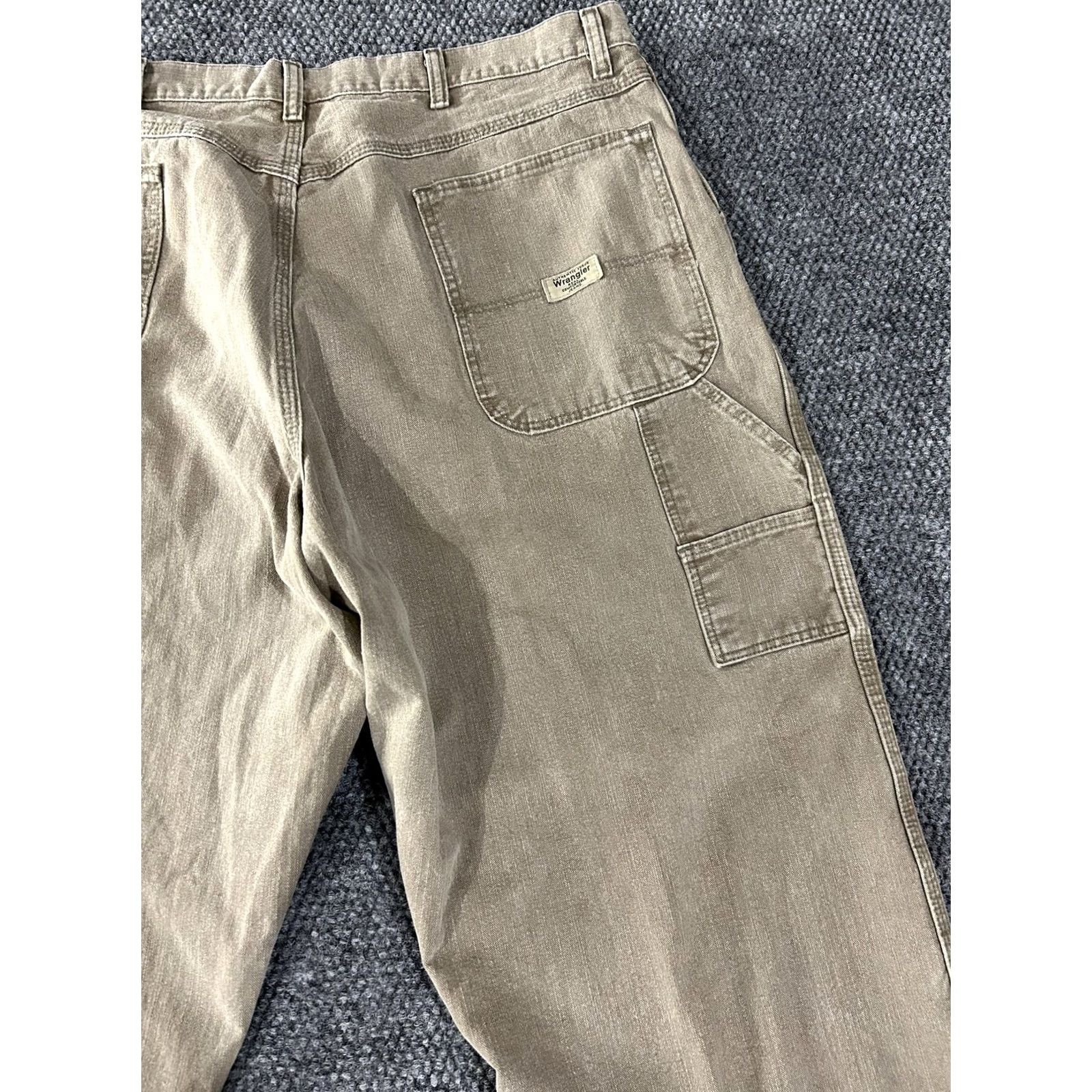 Wrangler Wrangler Carpenter Pants Mens 38x31 Beige Cotton Workwear Pants 100% Cotton Flat Front Straight Leg Size US 36 / EU 52 - 7 Thumbnail