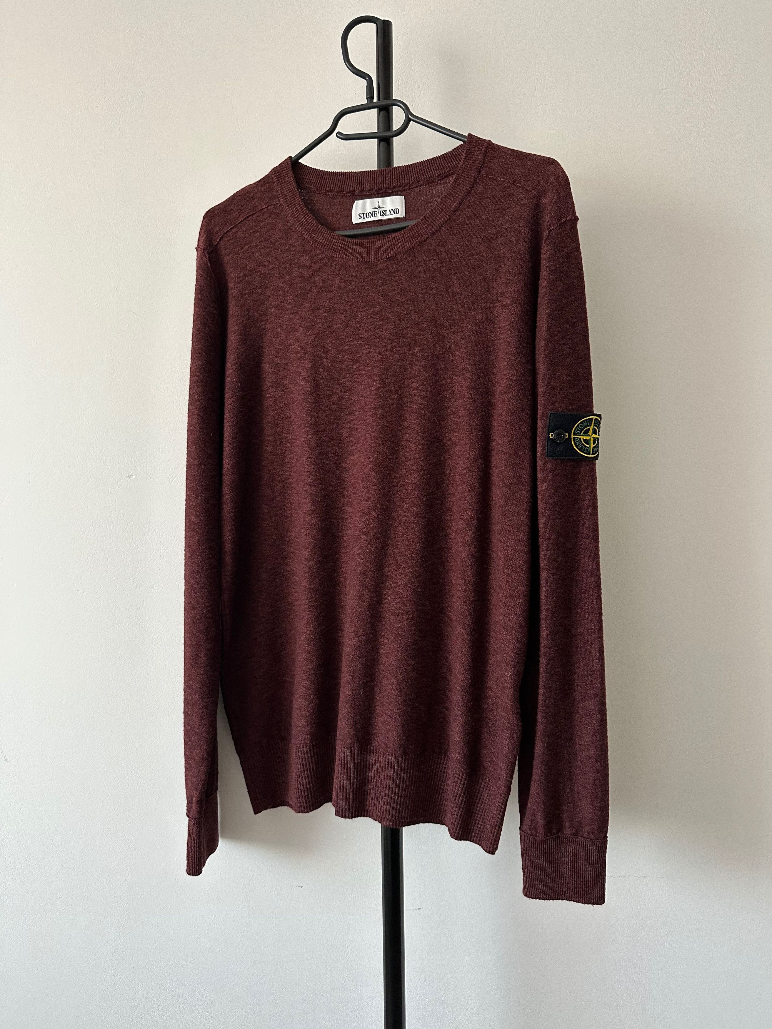 Stone Island Stone Island wool blend sweater jumper burgundy crew neck Grailed