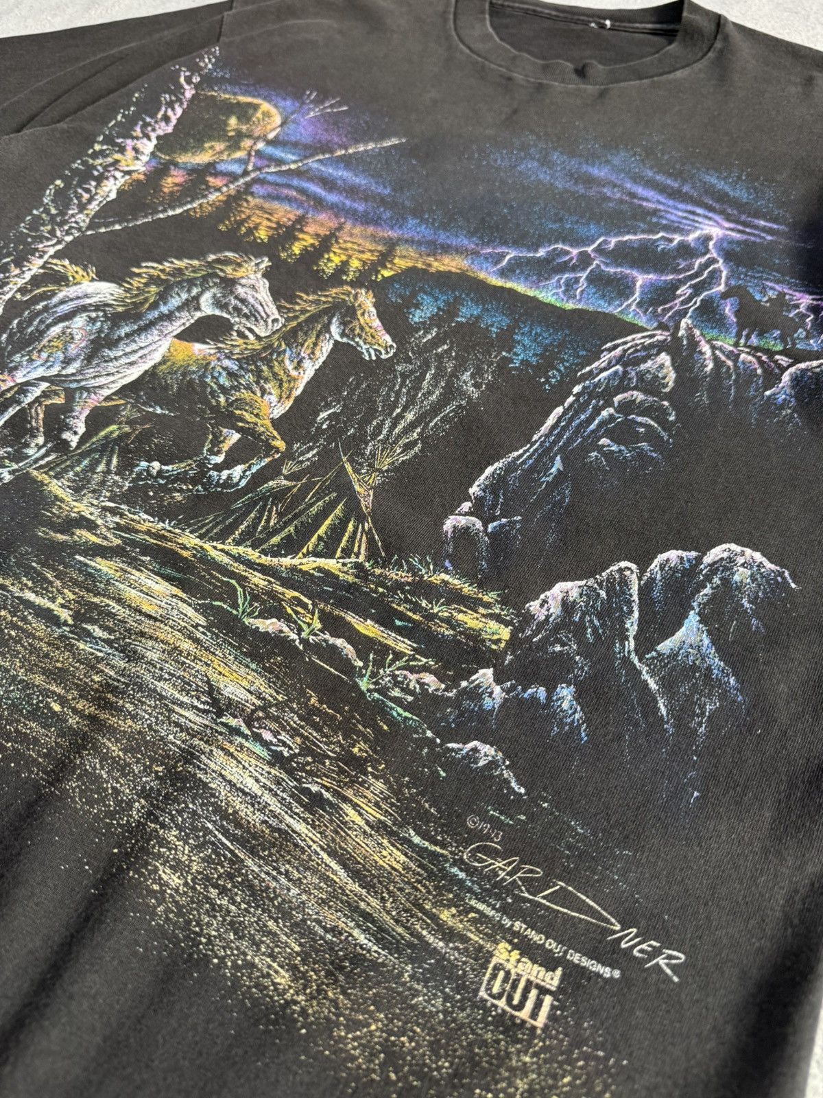 Vintage Vintage 90s Wild Horses Nature Moonlight & Thunder Art Shirt Size US M / EU 48-50 / 2 - 8 Thumbnail