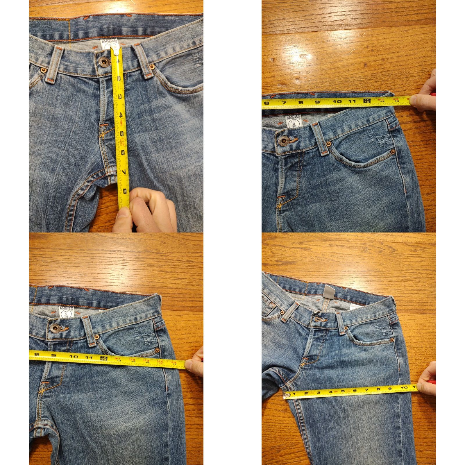 J Brand VINTAGE Lucky Brand by Gene Montesano Jeans Womens 0 X 30 In Light Blue Candy Cuffed Cropped Button Fly 5-Pocket Denim Bohemian Flower USA Size ONE SIZE - 8 Thumbnail