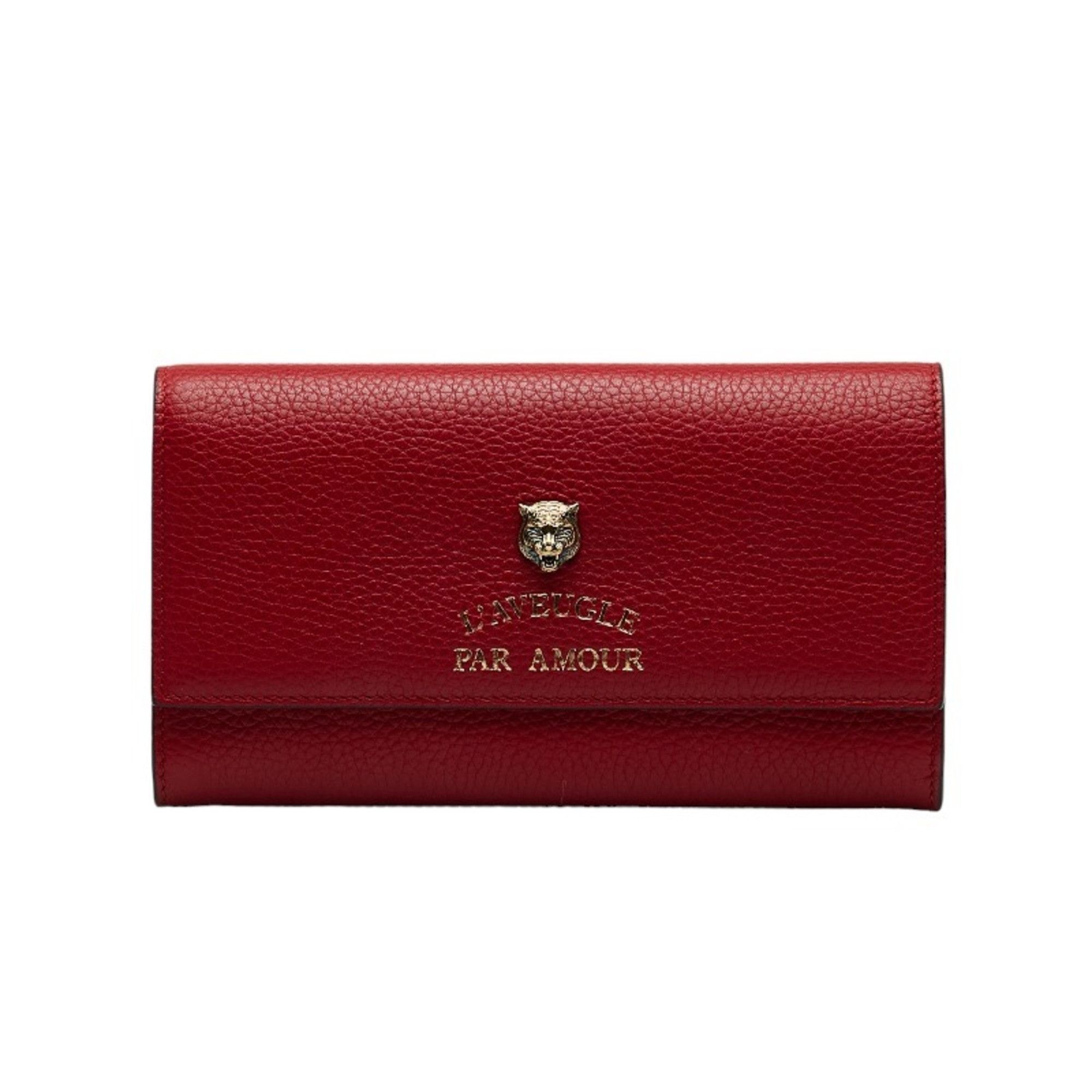 image of Gucci Portefeuille Animalier Wallet in Red, Women's