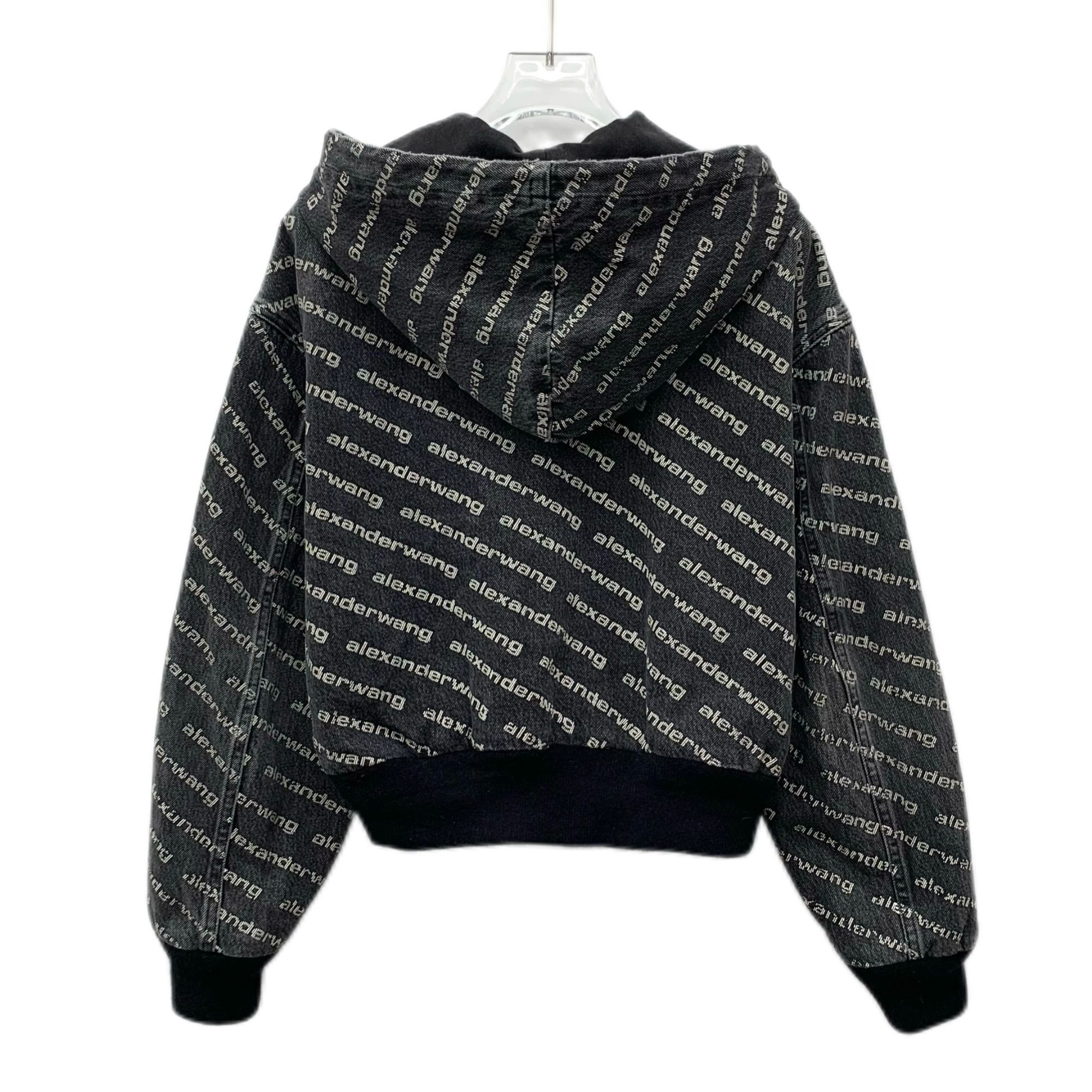 Alexander Wang Alexander Wang Black & Gray Logo Print Cotton Hooded Zipper Size XXS / US 00 / IT 34 - 8 Thumbnail