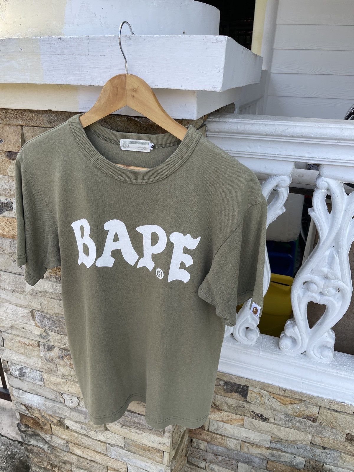 Bape Rare🔥Vintage Spellout Bape Army Green T-Shirt Size US S / EU 44-46 / 1 - 3 Thumbnail