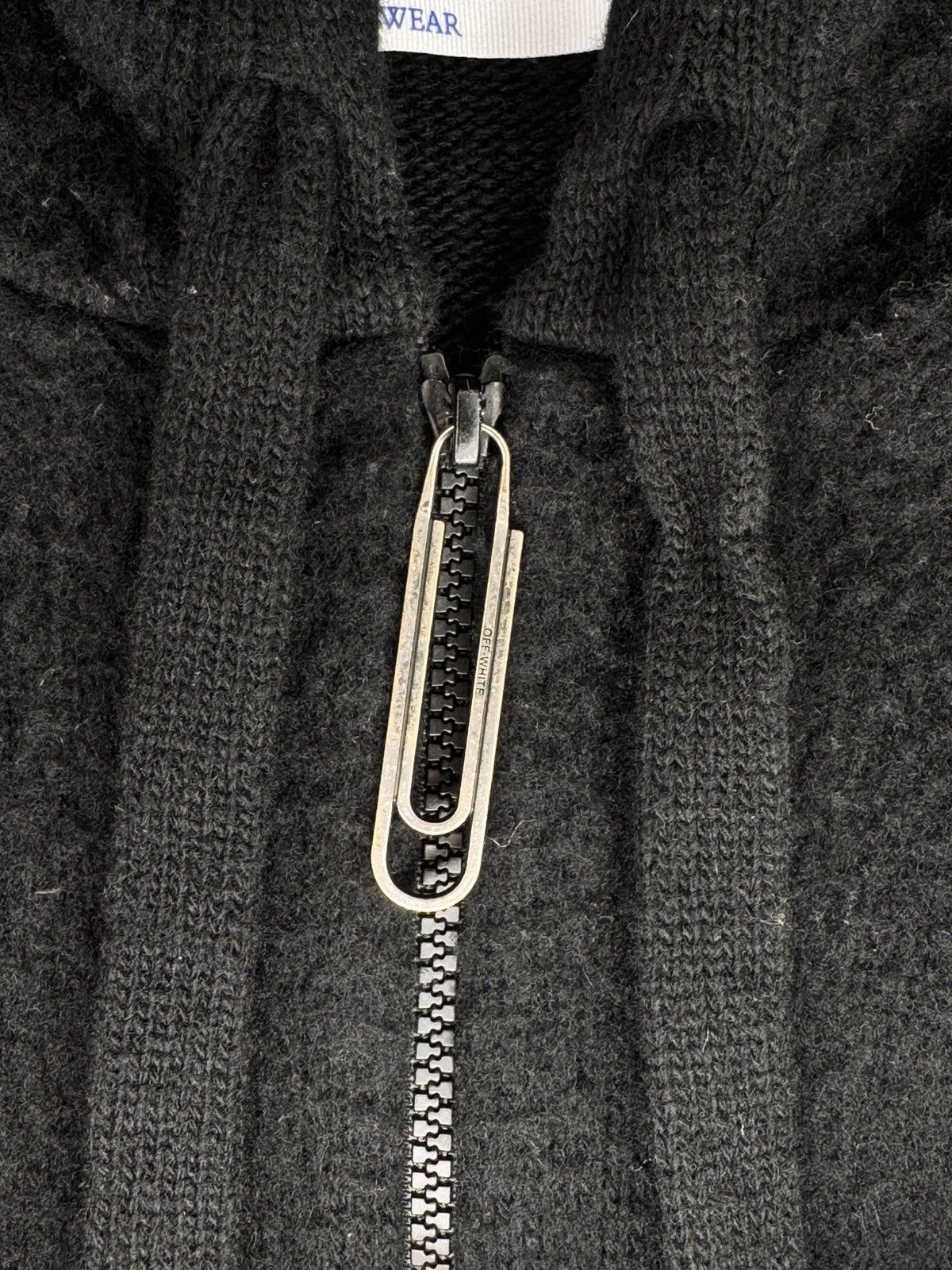 Off-White Off White Printed Brushed Mohair-Blend Zip-Up Hoodie Black Size US XL / EU 56 / 4 - 4 Thumbnail