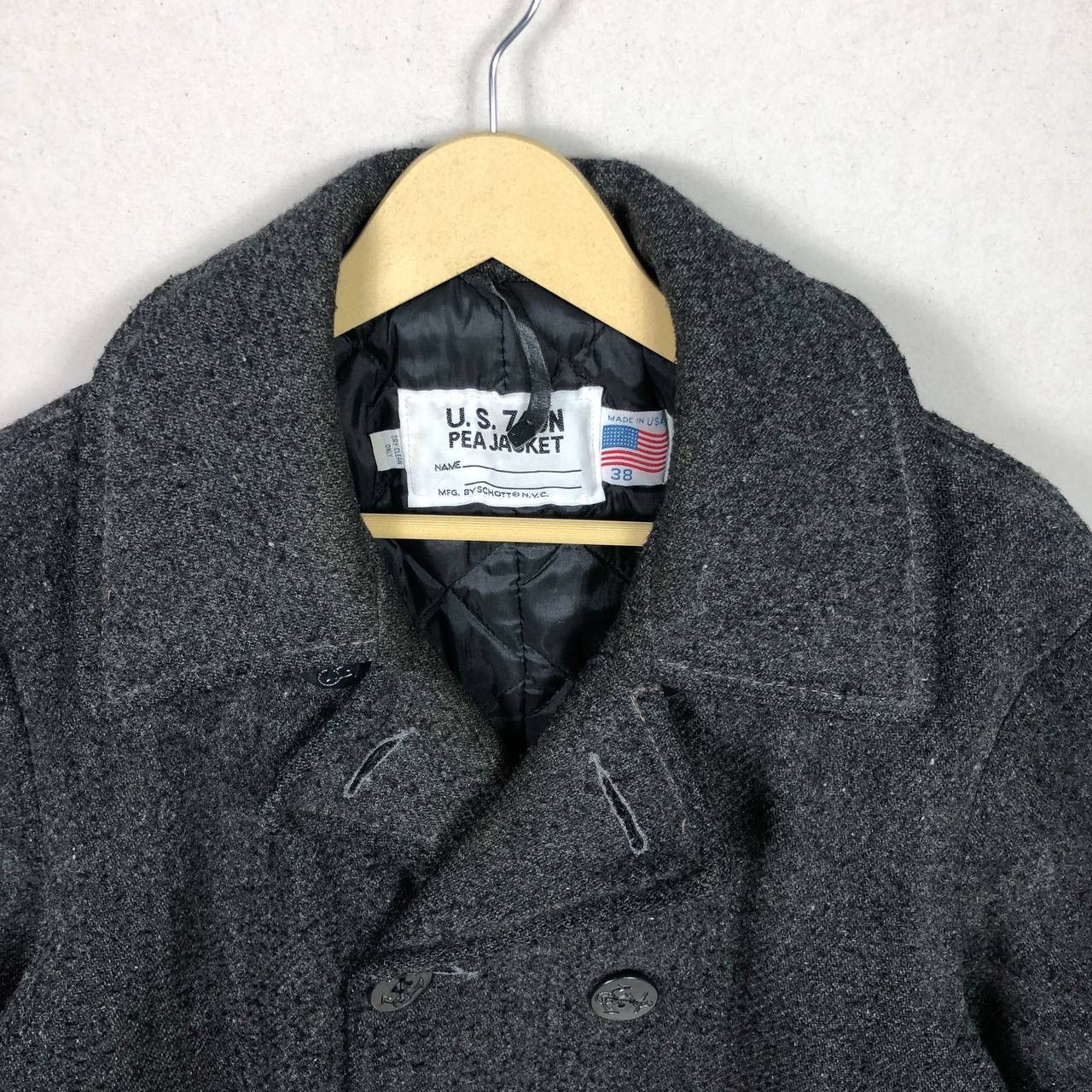 Schott Vintage 80s Schott US 740N Wool Coat Pea Jacket Car Coat Size US M / EU 48-50 / 2 - 8 Thumbnail