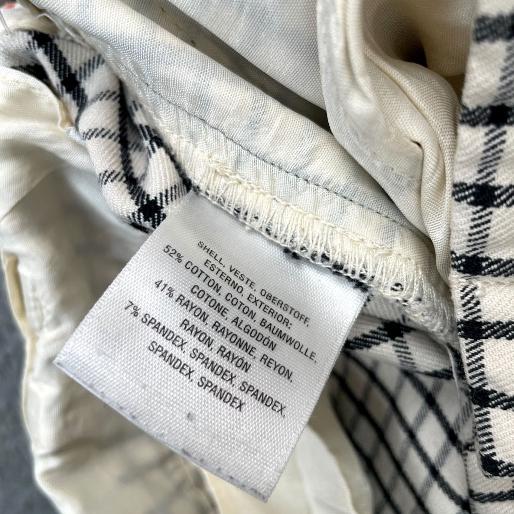 Anthropologie VINTAGE Anthropologie Pants Womens 12 Beige The Essential Slim Cropped Checkered Stretch Size 24" / US 00 / IT 34 - 4 Thumbnail