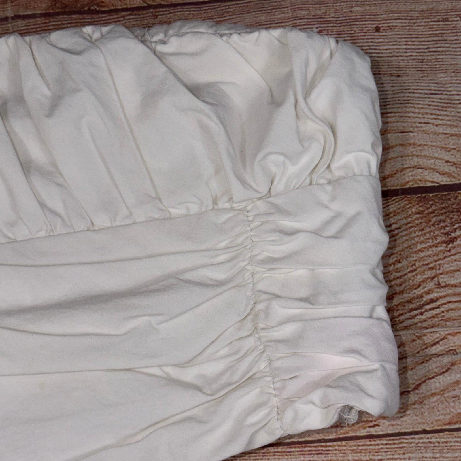 Zara Zara XS White Ruched Tube Top Size XS / US 0-2 / IT 36-38 - 3 Thumbnail
