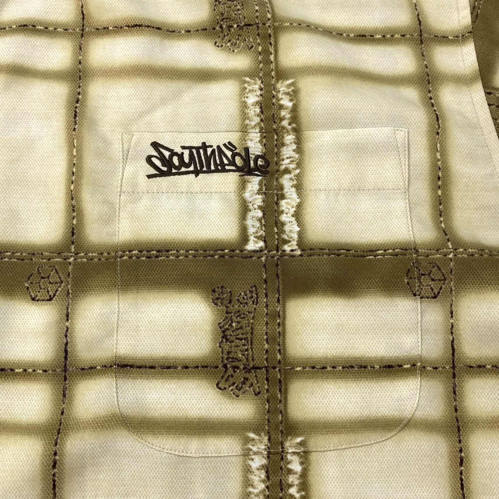 Southpole Southpole Shirt Mens Large Beige Brown Plaid Grunge Streetwear Y2K Skate Beach Buttons Embroidered Pockets Collared Short Sleeve Polyester Size US L / EU 52-54 / 3 - 2 Thumbnail