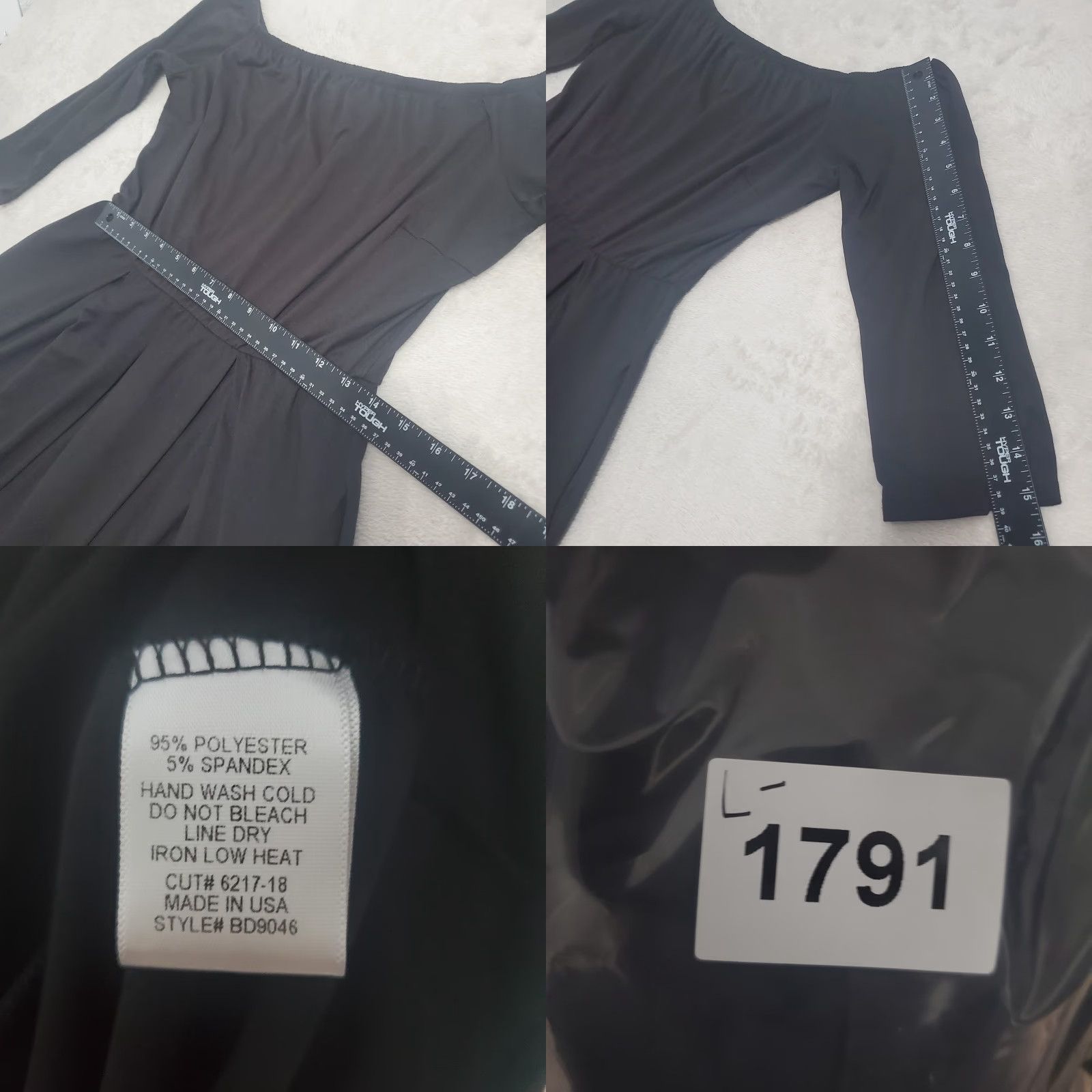 Black Halo VINTAGE AJ My Amelia James Midi Dress Women XL Black Half Sleeve Pockets Flowy Balletcore Size XL / US 12-14 / IT 48-50 - 9 Thumbnail