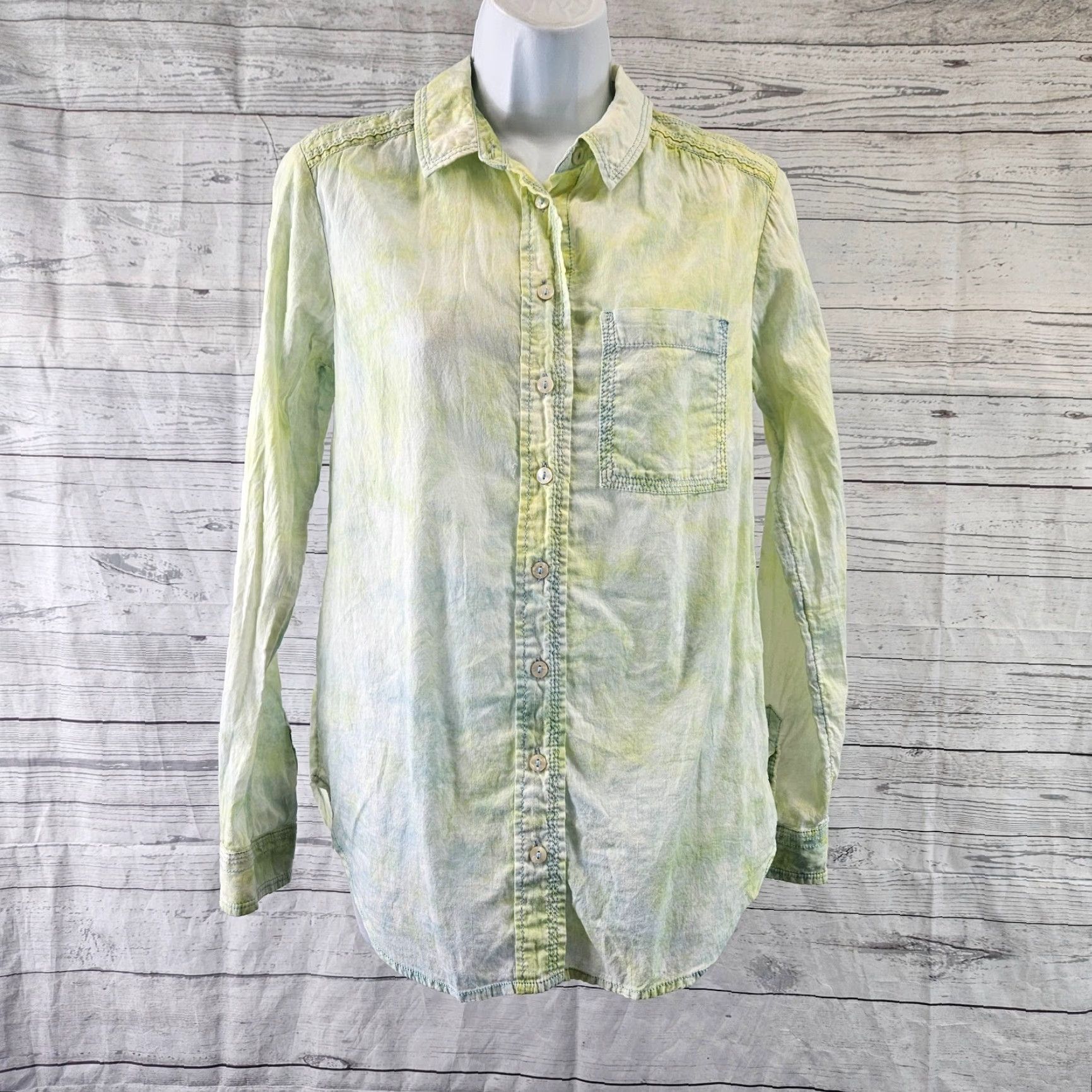 Vintage VINTAGE Pilcro by Anthropologie Womens Cate Classic Button Down Top XS Yellow Size XS / US 0-2 / IT 36-38 - 2 Thumbnail