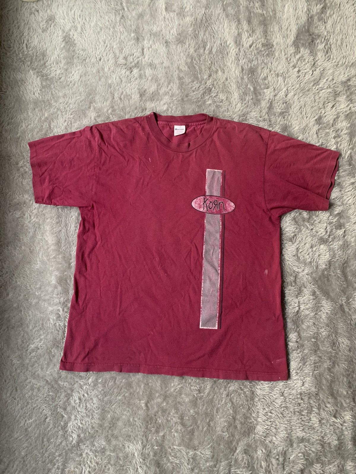 image of Band Tees x Vintage 90's Thrashed Korn Tee in Maroon, Men's (Size XL)