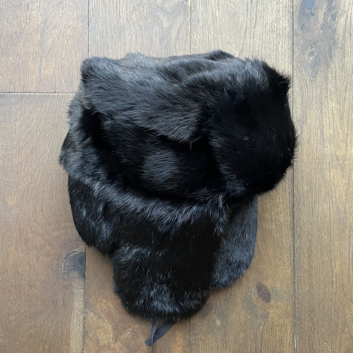 Other Black Rabbit Fur Ushanka Hat Size ONE SIZE - 2 Thumbnail