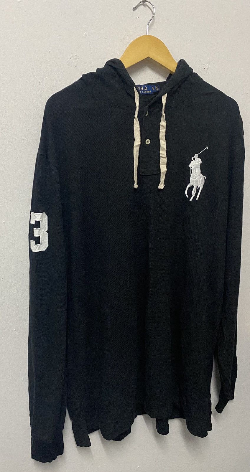 Polo Ralph Lauren Polo Ralph Lauren Big Pony Hoodie Long Sleeve Henley Black Size US XL / EU 56 / 4 - 4 Thumbnail