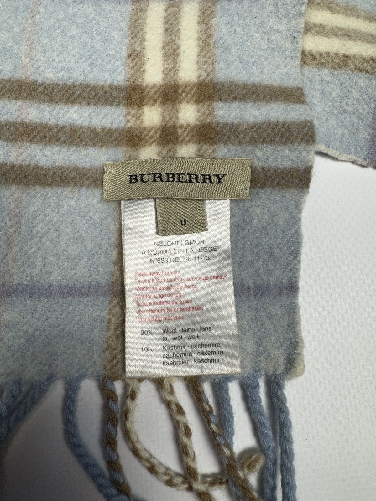 Burberry Burberry Checkered Scarf Baby Blue Size ONE SIZE - 2 Thumbnail