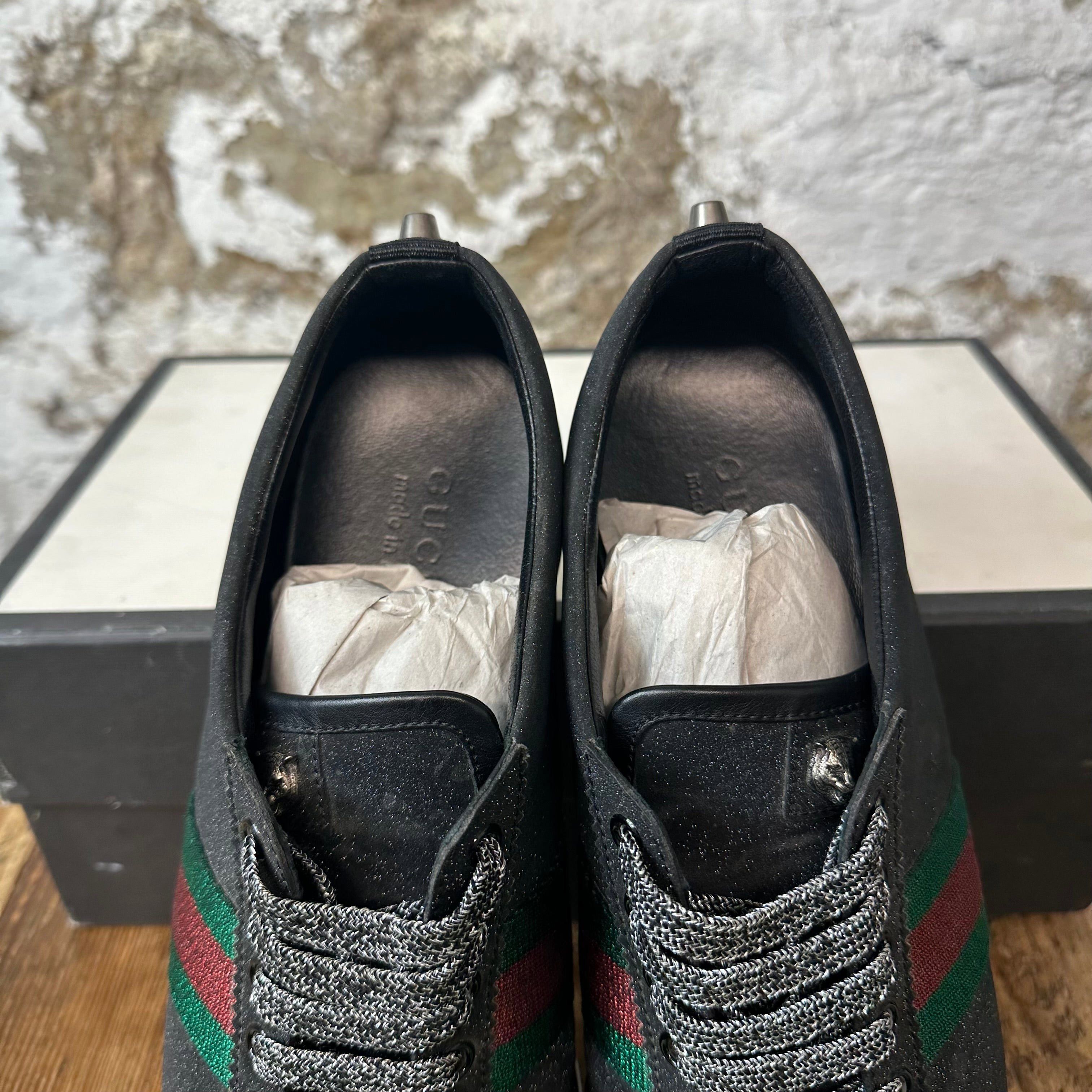 Gucci Gucci Bambi Web Black Glitter Stud Sneaker Sz 9.5 Size US 9.5 / EU 42-43 - 4 Thumbnail