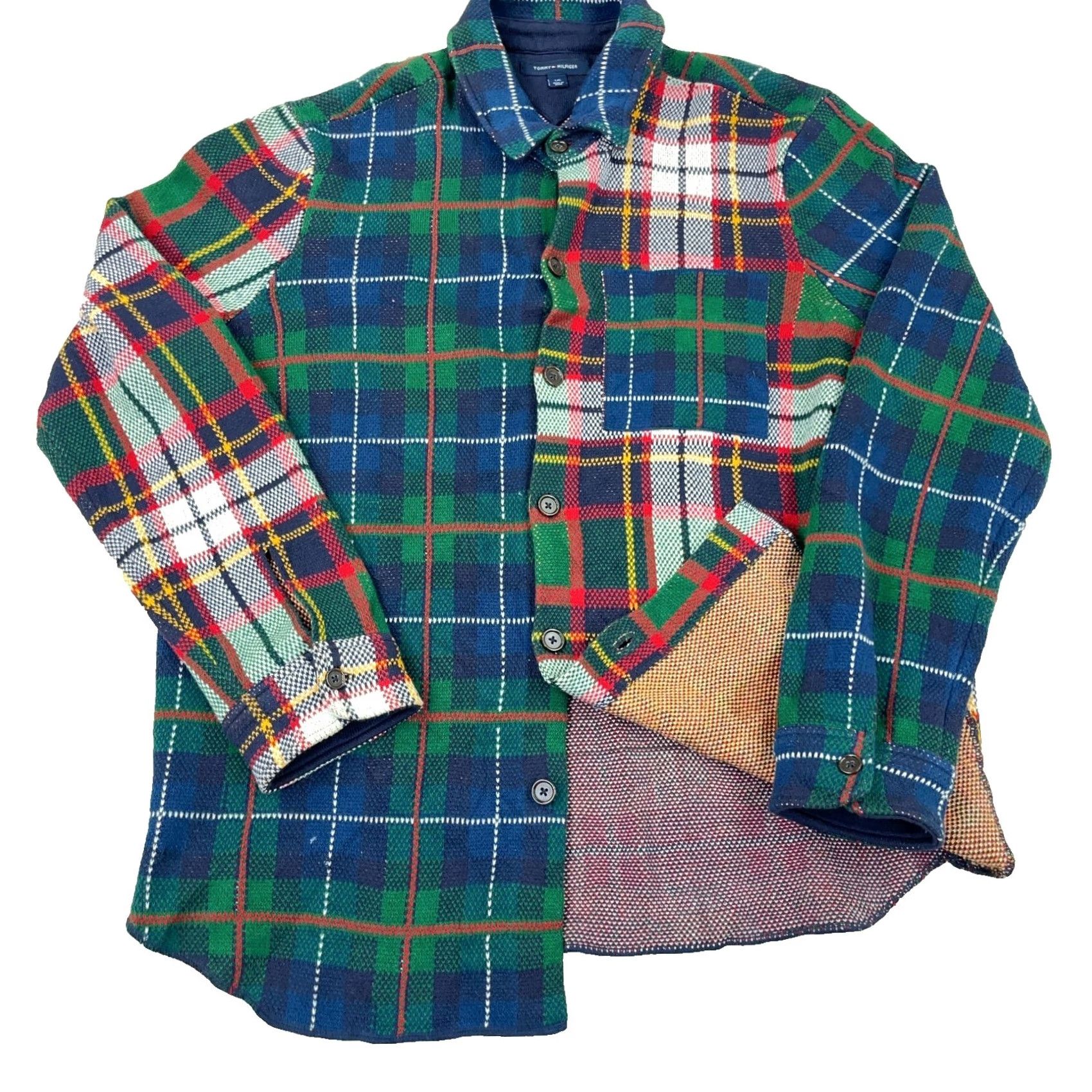 Tommy Hilfiger Tommy Hilfiger Shacket Men L Heavy Brushed Flannel Shirt Jacket Patchwork Plaid Button-Up Multicolor Casual Size US L / EU 52-54 / 3 - 2 Thumbnail