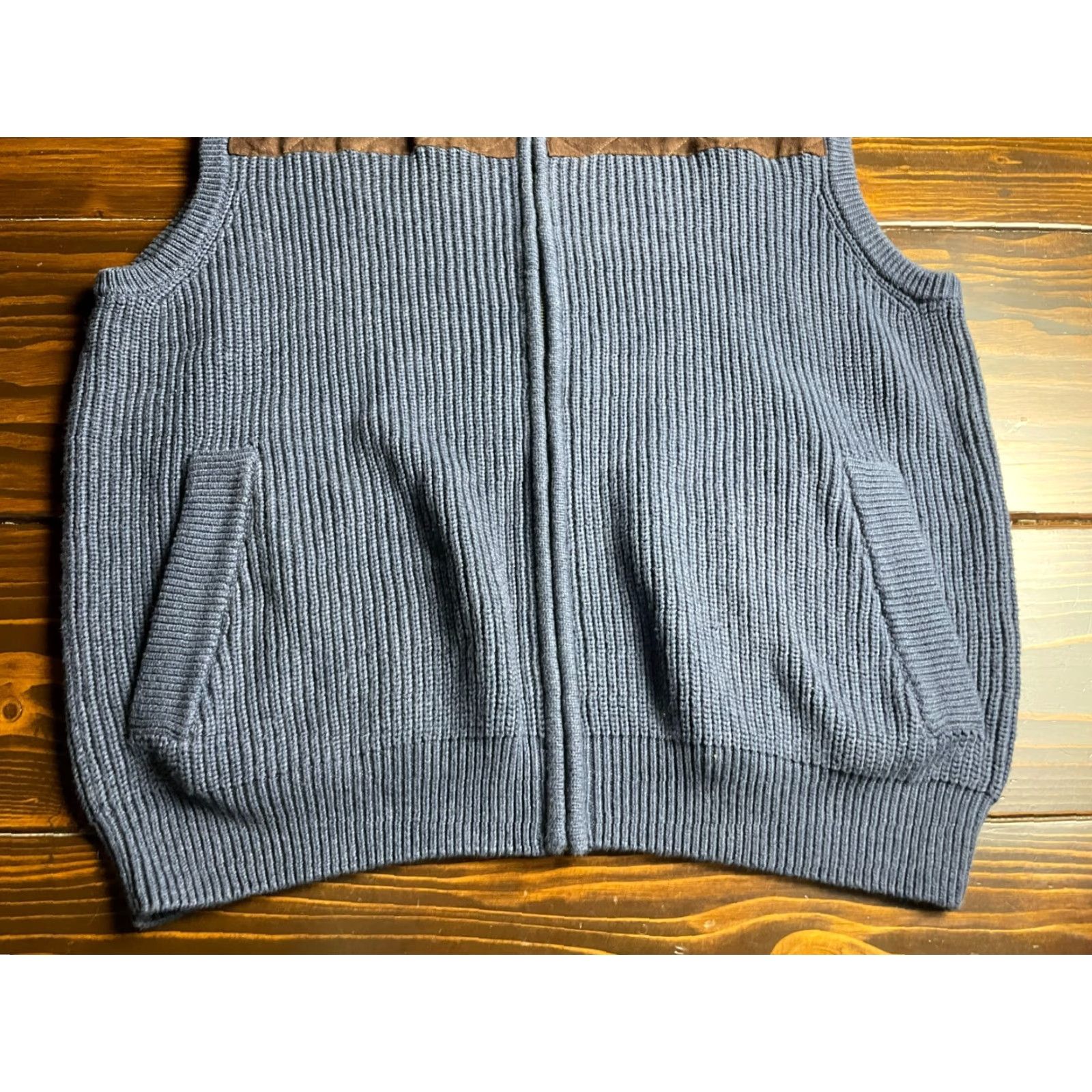 Vintage Cabela's Sweater Women's XL Full Zip Vest Suede Blue Brown Size XL Regular Fit Size XL / US 12-14 / IT 48-50 - 4 Thumbnail