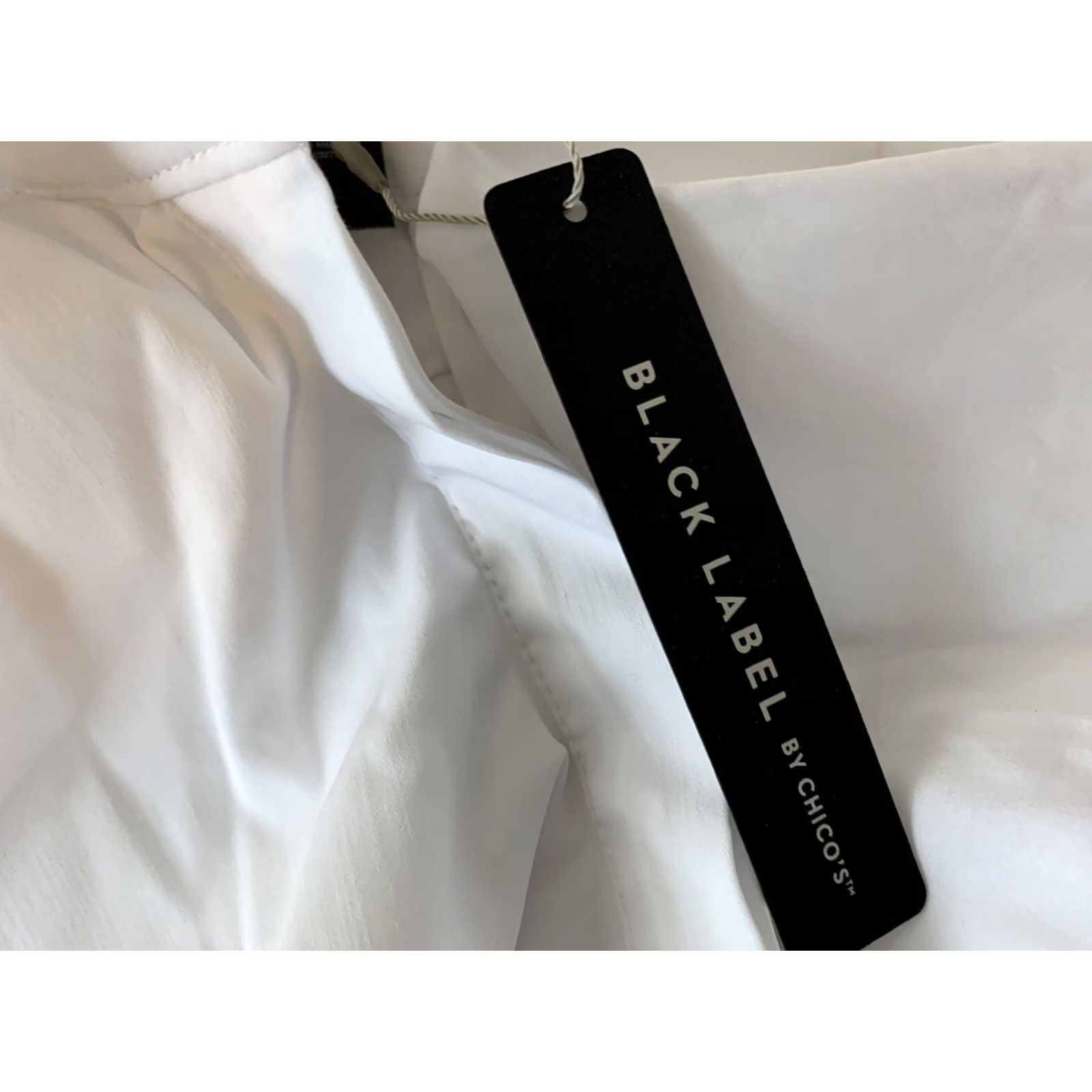 Vintage Chico's Black Label Solid White Ruffle Long Sleeve Top Womens 0P White Button-Up Petite NWT Size XS / US 0-2 / IT 36-38 - 2 Thumbnail
