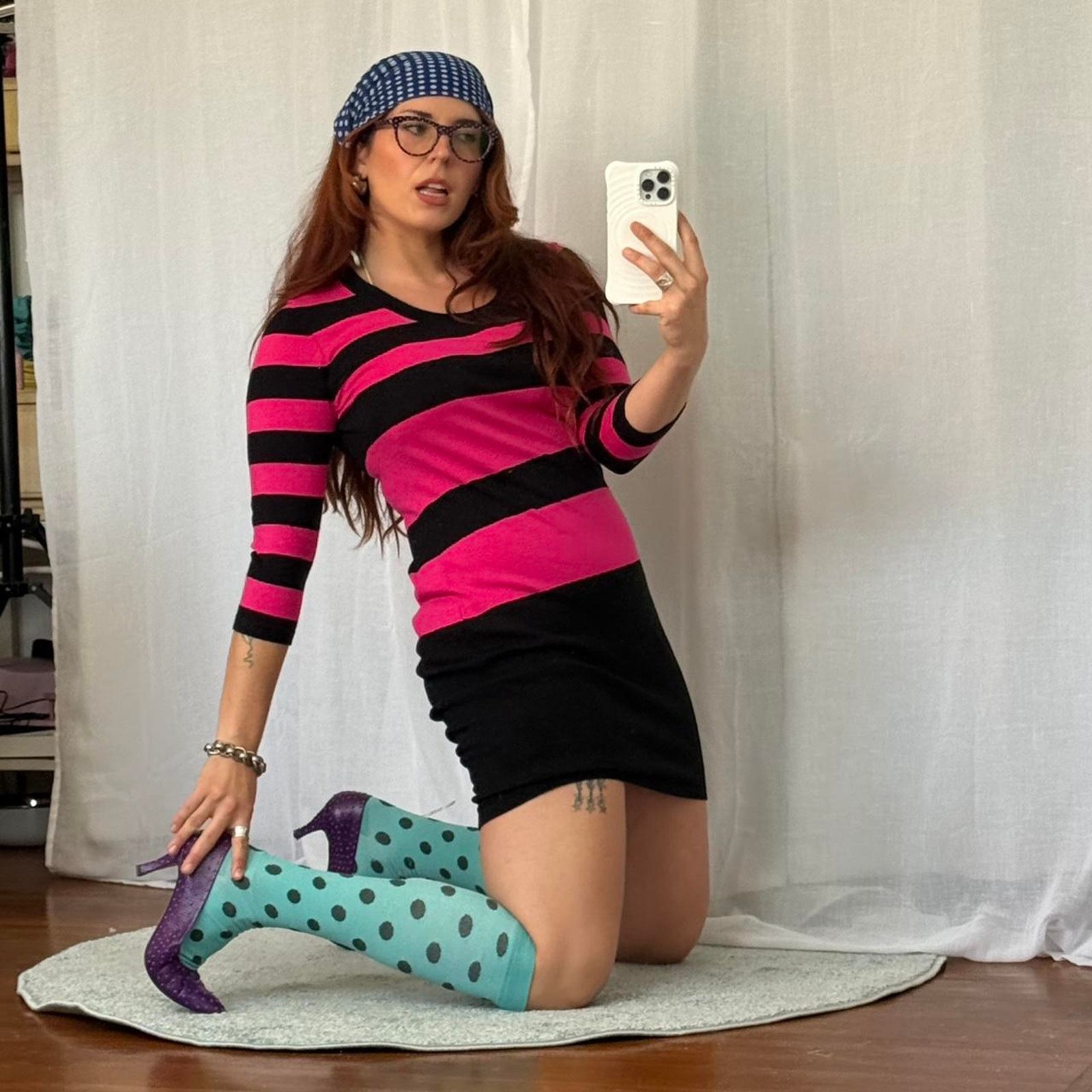 Other ✶ y2k hot pink striped knit dress ✶ Size L / US 10 / IT 46 - 5 Thumbnail