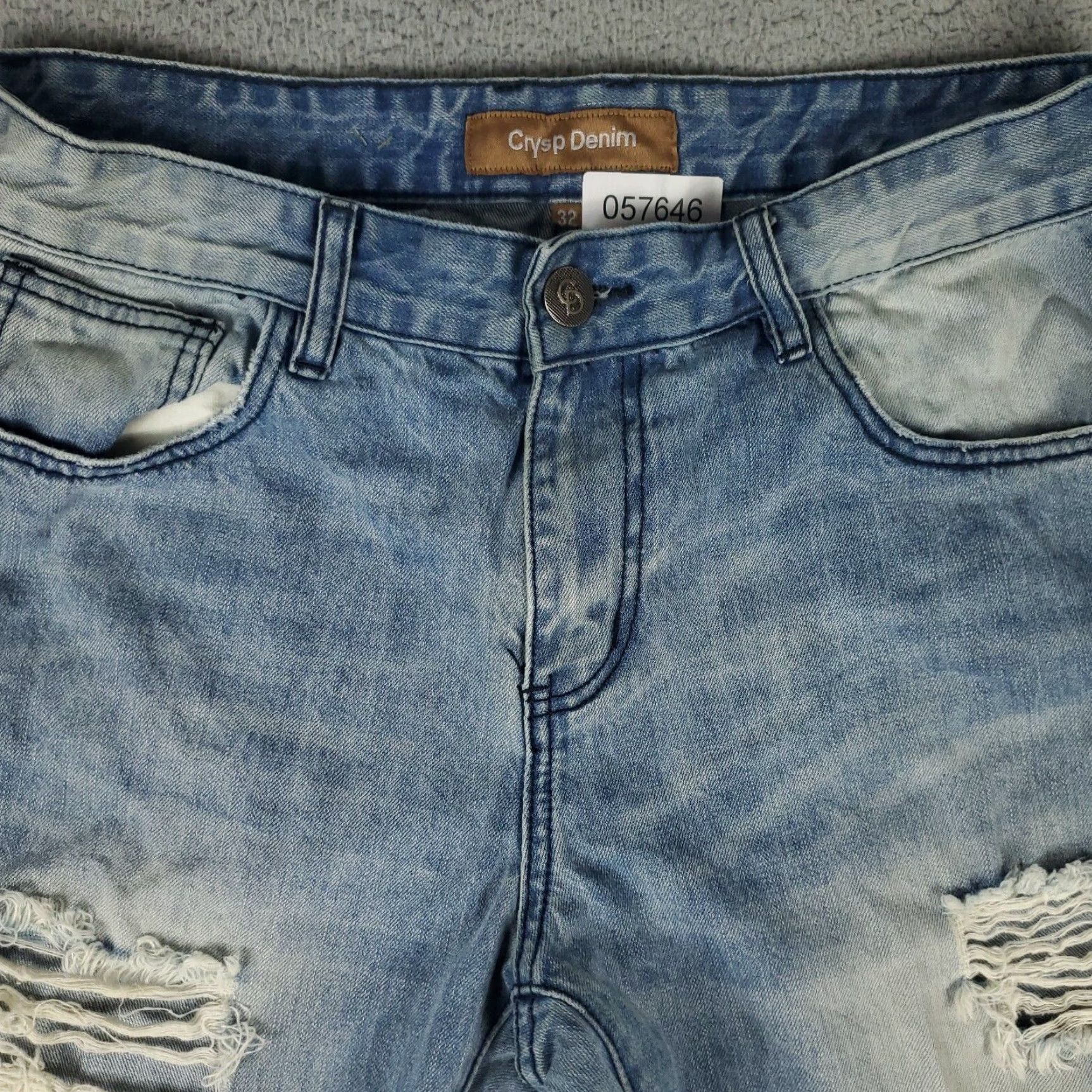 Denime Crysp Denim Mens 32x34 Blue Straight Slim Fit Jeans Pants Size US 32 / EU 48 - 2 Thumbnail