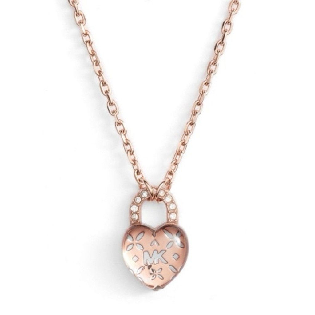Michael Kors NWT Michael Kors Rose Gold Heart Lock Charm Necklace Size ONE SIZE - 1 Thumbnail