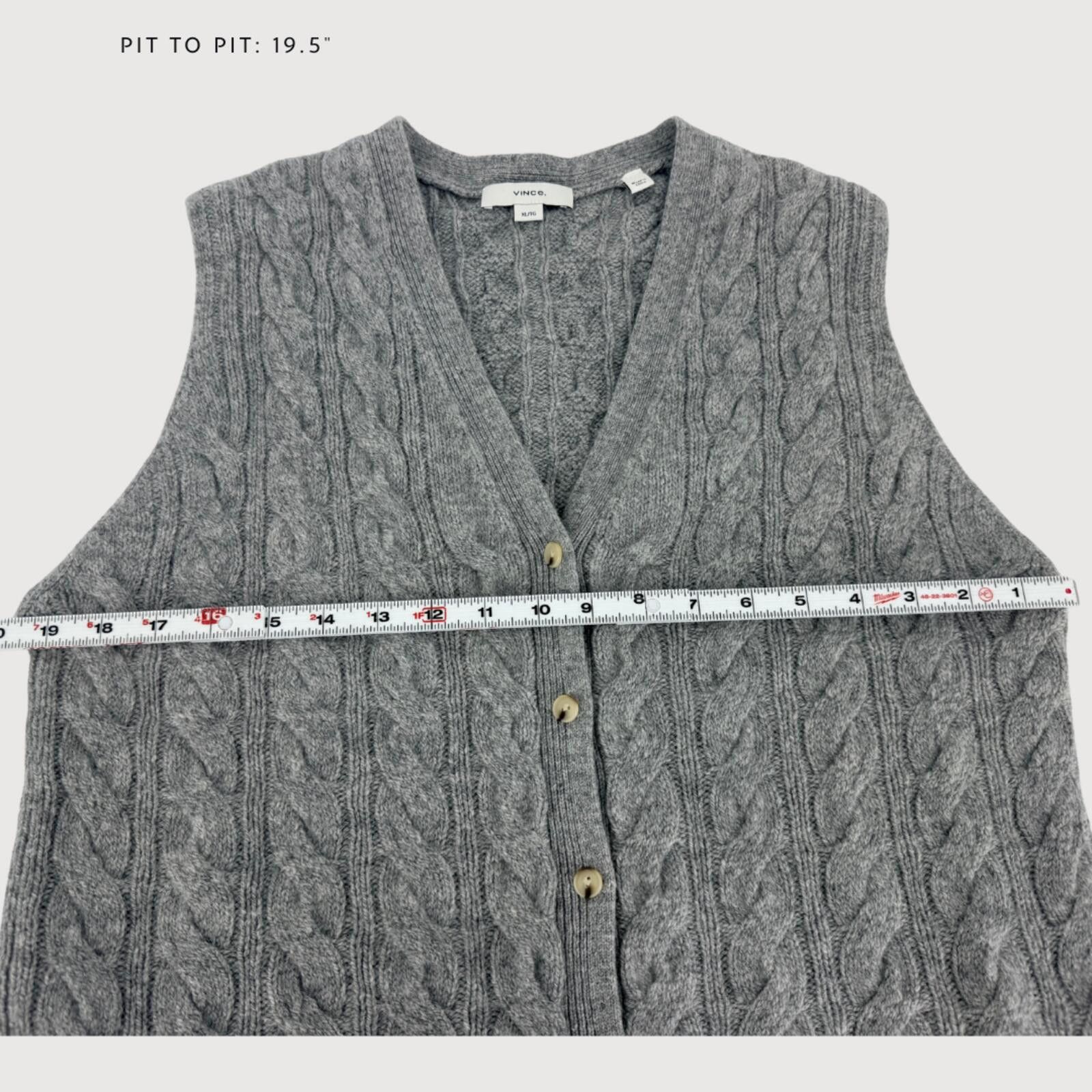 Vince Vince Cashmere Wool Cable Knit Button Vest XL Size XL / US 12-14 / IT 48-50 - 7 Thumbnail