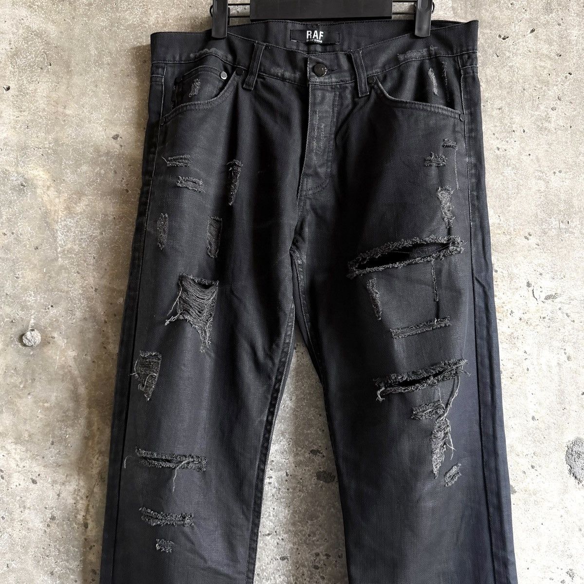 RAF By Raf Simons Thrashed Waxed Denim