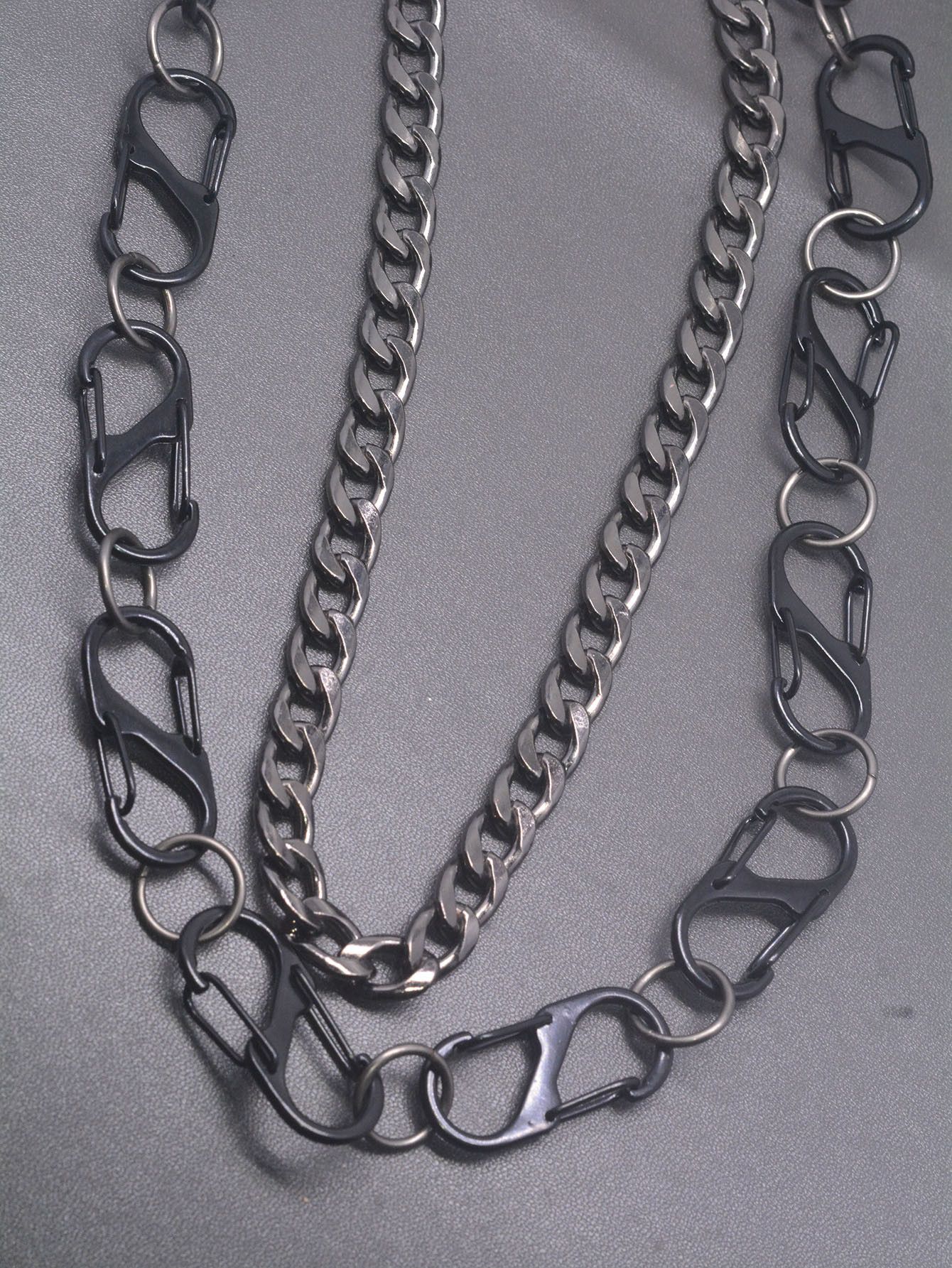 Japanese Brand Black Gunmetal Double-Layer Cuban Pants Wallet Chain Size ONE SIZE - 3 Thumbnail