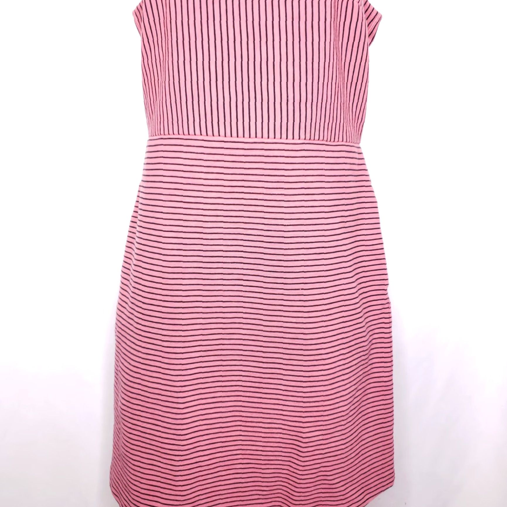 Ann Taylor LOFT Pink Black Heavy Cotton Bodycon Knit Ribbed Dress Size 10