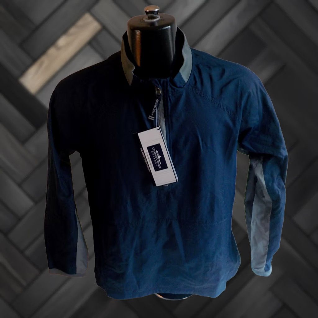 Vintage CHARLES RIVER 5942 Women's Bunker Windshirt Navy Gray Polyester 1/4 Zip Kangaroo Pocket NEW WITH TAGS Large Regular Windbreaker Jacket Womens Size L / US 10 / IT 46 - 1 Thumbnail