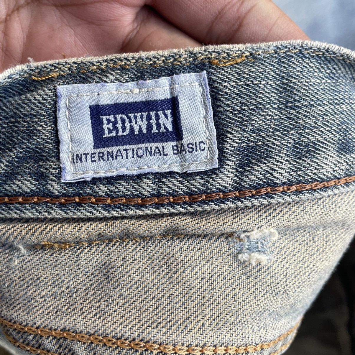 Edwin 🔥Vintage Edwin 403 Stoned Washed Distress Denim Jeans Size US 35 - 14 Thumbnail