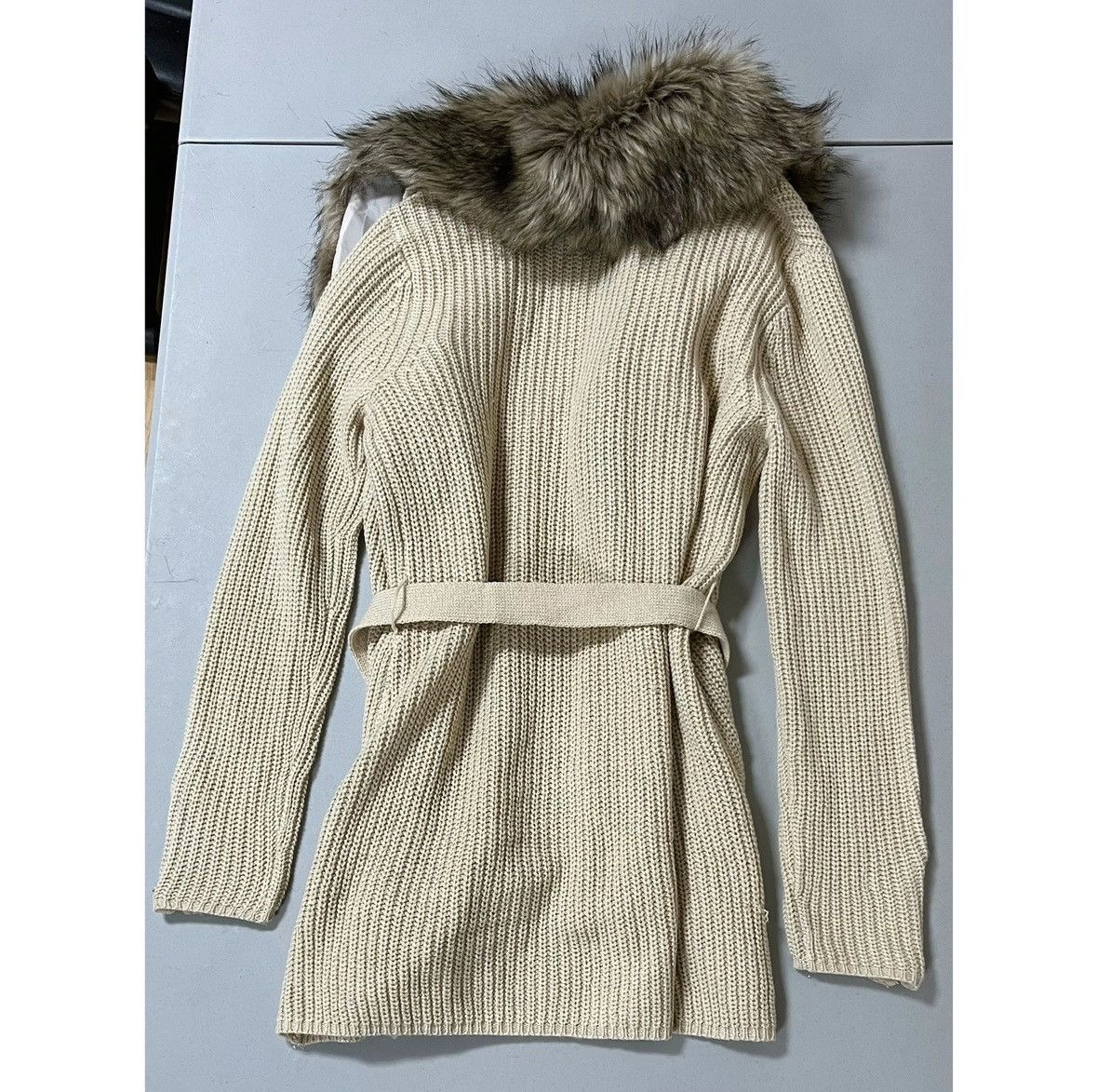 Tallia Beige Fur Knit Belted Sweater Cardigan Outerwear Size M 🤎✨ Size M / US 6-8 / IT 42-44 - 5 Thumbnail