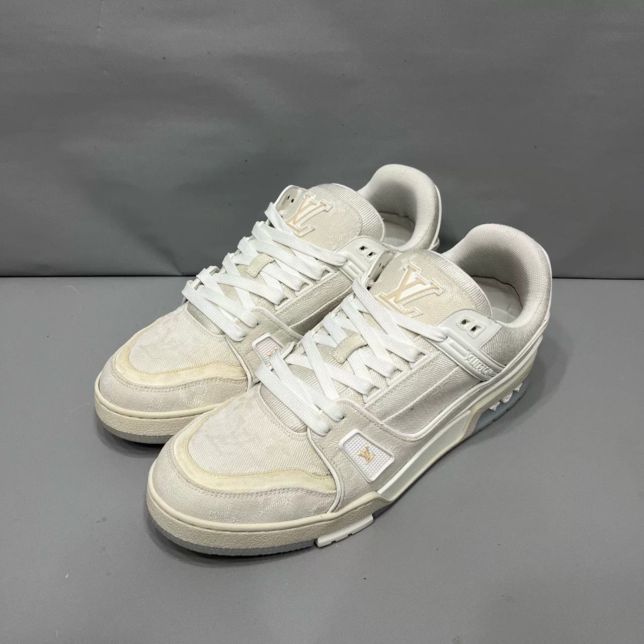 Louis Vuitton Lv-trainer White Silk Denim Sneakers Size US 10.5 / EU 43-44 - 1 Thumbnail