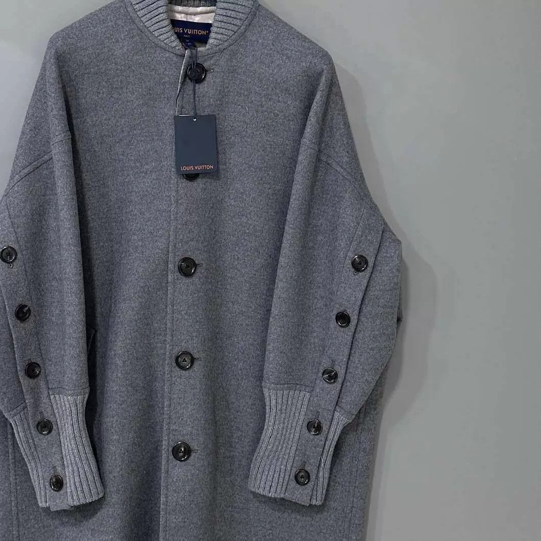 Louis Vuitton LV monogram print gray lined buttoned wool coat 38 Size S / US 4 / IT 40 - 2 Thumbnail