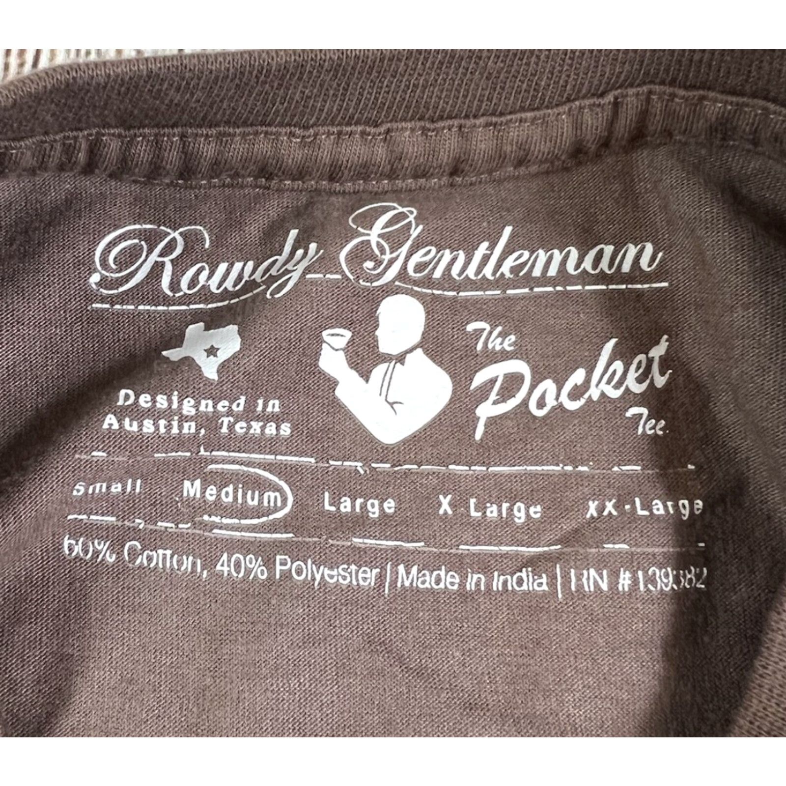 Vintage Rowdy Gentleman T-Shirt Brown Mens Medium Pocket Tee Short Sleeve Graphic Print Football Theme Modern Tee Regular Fit Size US M / EU 48-50 / 2 - 4 Thumbnail