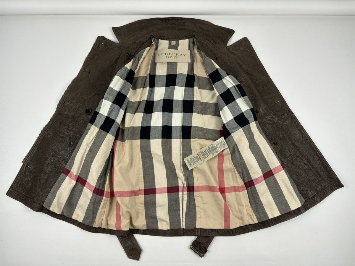 Burberry × Burberry Prorsum BRIT LAMBSKIN Nova Check Double-Breasted Zip Coat Belt Trench Jacket Size L / US 10 / IT 46 - 11 Thumbnail