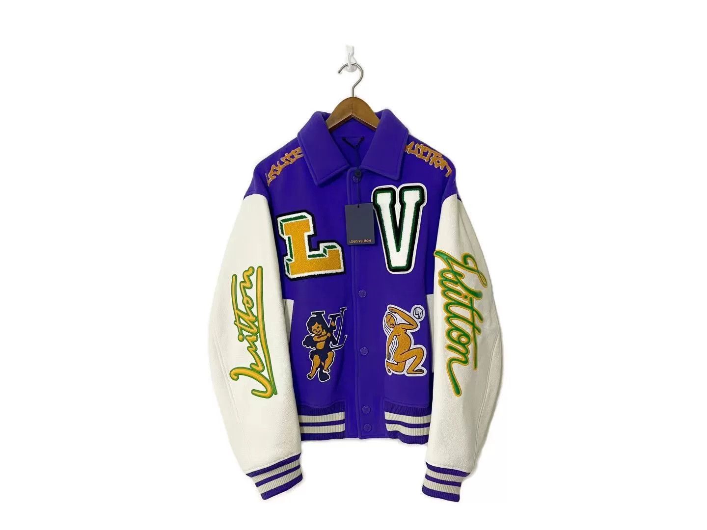 Louis Vuitton Louis Vuitton LV Cartoon Leather Sleeve Baseball Jacket Size US XL / EU 56 / 4 - 1 Thumbnail