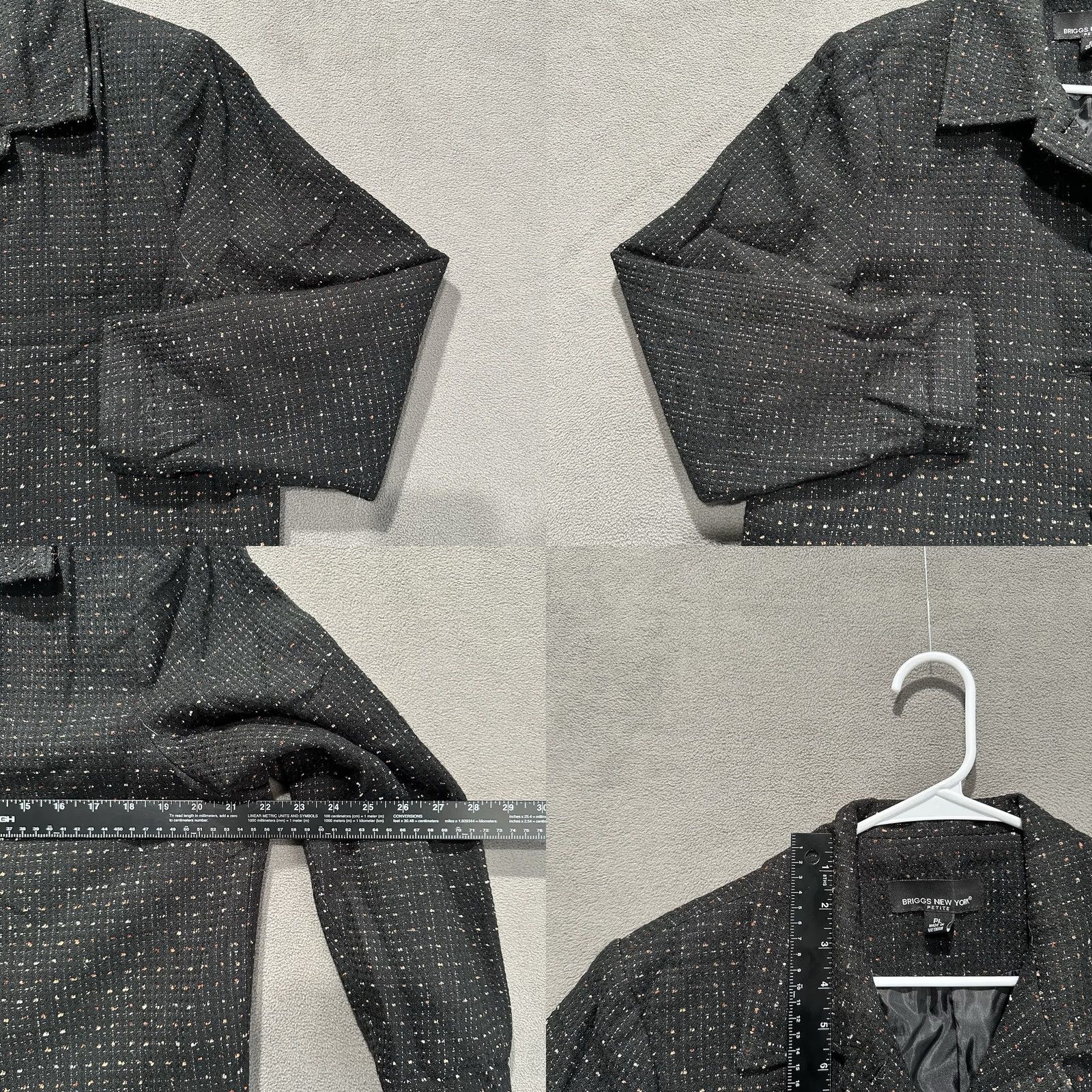 Vintage Briggs Blazer Womens Petite PL Black Solid Knit Lightweight Business Casual Career EUC Size L / US 10 / IT 46 - 8 Thumbnail