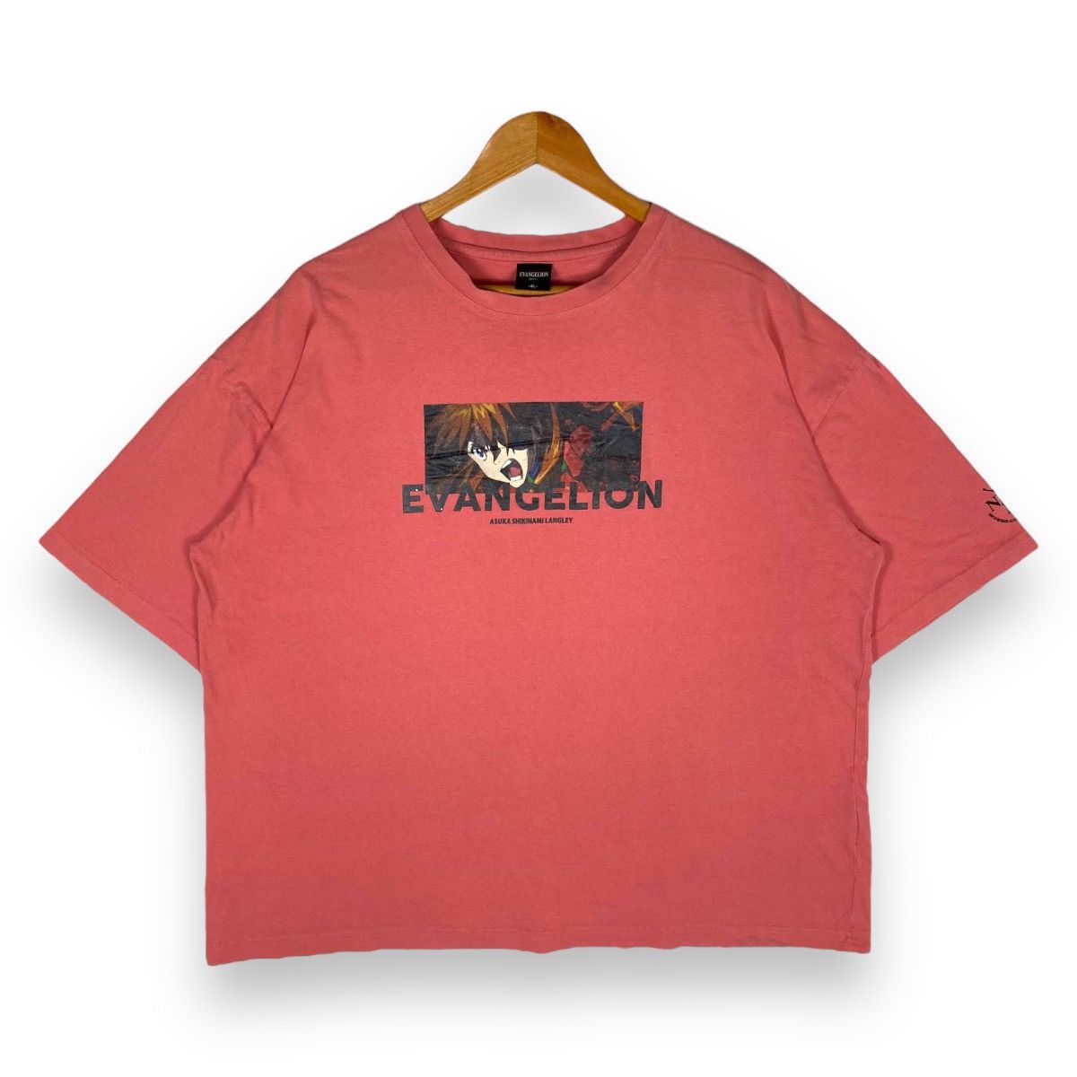 image of Anima x Movie Evangelion Asuka Shikinami Langley Box Logo Anime Tee in Pink, Men's (Size 2XL)