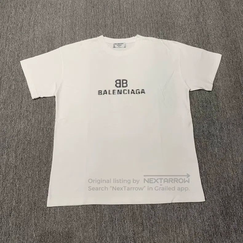 Balenciaga Balenciaga White Double B Mosaic Short Sleeve Size US M / EU 48-50 / 2 - 1 Thumbnail