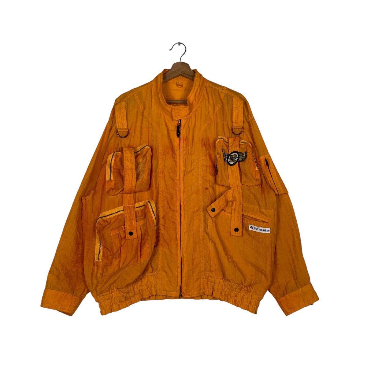 Japanese Brand Vintage POLE PCSMON Orange Parachute Nylon Jacket #1307-C59 Size US XL / EU 56 / 4 - 1 Thumbnail