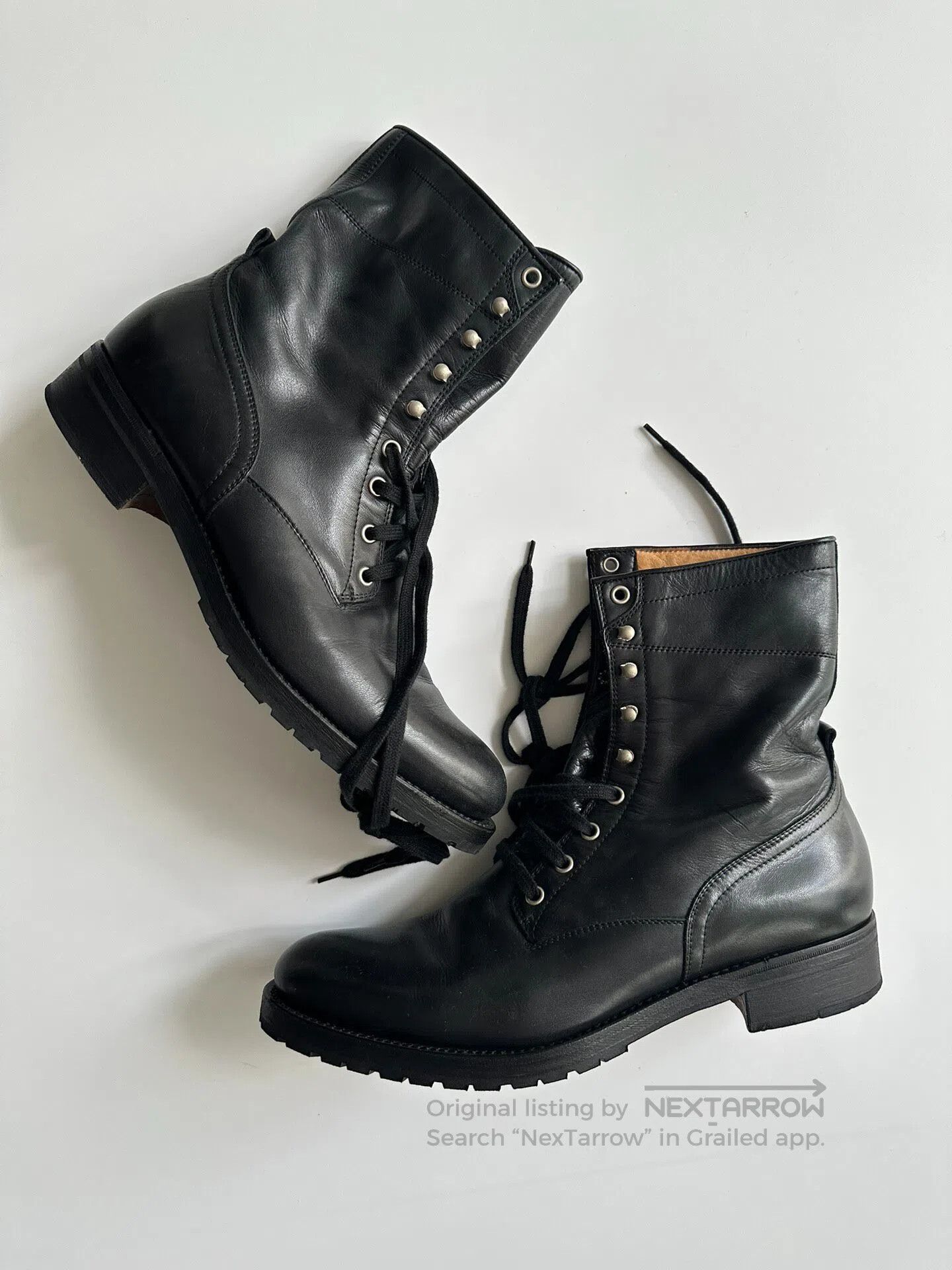 Dries Van Noten DRIES VAN NOTEN High-top military boots; Leather shoes| Size US 9 / EU 42 - 1 Thumbnail